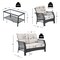 4-Piece Outdoor Rattan Patio Set Black PE Rattan Steel Loveseat 2 Chairs Table